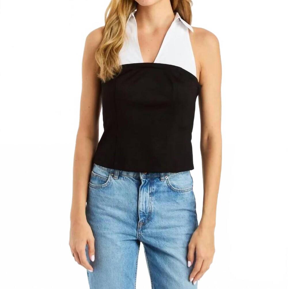NEW DREW meggan double knit sleeveless blouse in black